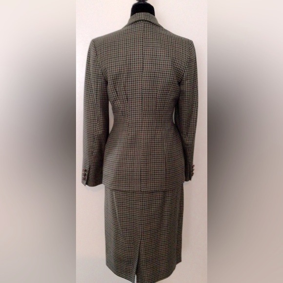 TAILOR-MADE British Plaid Wool Green Multi Skirt-Jacket Suit - Women 4 US - Picture 2 of 5
